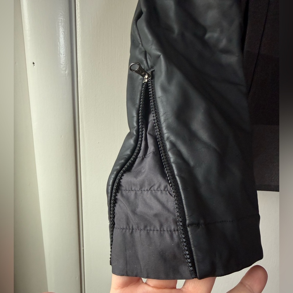 Lululemon Brisky Biker Sweat Life Faux Leather Black Soot Stripe Moto Jacket 8 - Picture 7 of 16